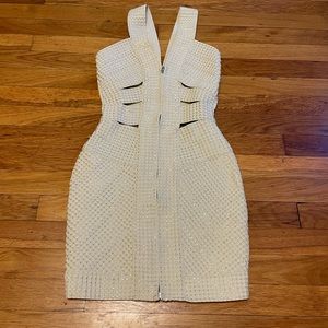 Beaded ivory mini dress